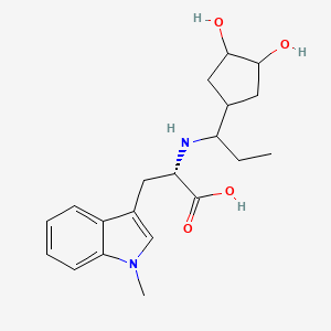 molecular formula C20H28N2O4 B14568160 N-[1-(3,4-Dihydroxycyclopentyl)propyl]-1-methyl-L-tryptophan CAS No. 61302-94-1