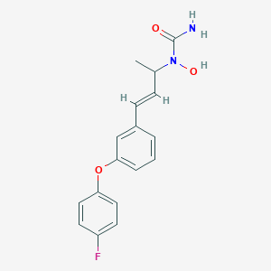 molecular formula C17H17FN2O3 B145682 (E)-N-(3-(3-(4-Fluorophenoxy)phenyl)-1-(R,S)-methylprop-2-enyl)-N-hydroxyurea CAS No. 134470-38-5