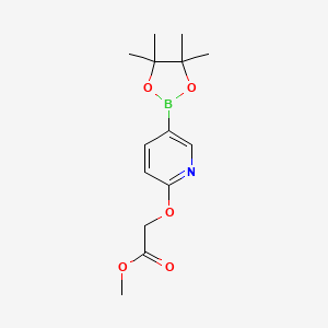 molecular formula C14H20BNO5 B1456822 Methyl 2-((5-(4,4,5,5-tetramethyl-1,3,2-dioxaborolan-2-yl)pyridin-2-yl)oxy)acetate CAS No. 2027496-50-8