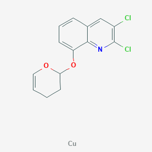molecular formula C14H11Cl2CuNO2 B14568263 copper;2,3-dichloro-8-(3,4-dihydro-2H-pyran-2-yloxy)quinoline CAS No. 61403-40-5