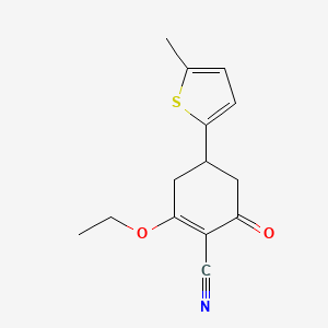 molecular formula C14H15NO2S B1456832 2-Ethoxy-4-(5-methyl-2-thienyl)-6-oxocyclohex-1-ene-1-carbonitrile CAS No. 1428139-16-5