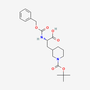 molecular formula C21H30N2O6 B1456858 (2S)-2-(((Benzyloxy)carbonyl)amino)-3-(1-(tert-butoxycarbonyl)piperidin-3-yl)propanoic acid CAS No. 1334512-39-8