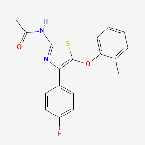 molecular formula C18H15FN2O2S B14568697 N-[4-(4-Fluorophenyl)-5-(2-methylphenoxy)-1,3-thiazol-2-yl]acetamide CAS No. 61384-00-7
