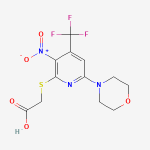 molecular formula C12H12F3N3O5S B1456887 (6-Morpholin-4-YL-3-nitro-4-trifluoromethyl-pyridin-2-ylsulfanyl)-acetic acid CAS No. 1160995-13-0