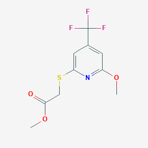molecular formula C10H10F3NO3S B1456894 Methyl (6-methoxy-4-(trifluoromethyl)pyridin-2-ylsulfanyl)acetate CAS No. 1053657-54-7