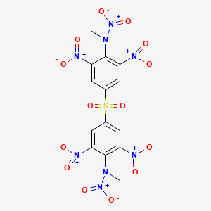 molecular formula C14H10N8O14S B14569050 N-methyl-N-[4-[4-[methyl(nitro)amino]-3,5-dinitrophenyl]sulfonyl-2,6-dinitrophenyl]nitramide CAS No. 61497-45-8