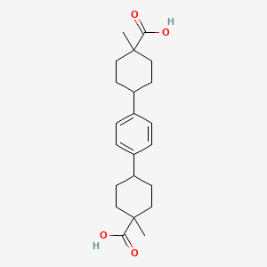 molecular formula C22H30O4 B14569091 Cyclohexanecarboxylic acid, 4,4'-(1,4-phenylene)bis[1-methyl- CAS No. 61405-08-1