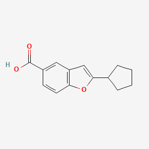 molecular formula C14H14O3 B1456946 2-Cyclopentylbenzofuran-5-carboxylic acid CAS No. 1154060-71-5