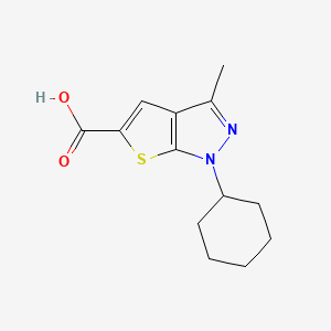 molecular formula C13H16N2O2S B1456974 1-Cyclohexyl-3-methyl-1H-thieno[2,3-c]pyrazole-5-carboxylic acid CAS No. 873537-76-9
