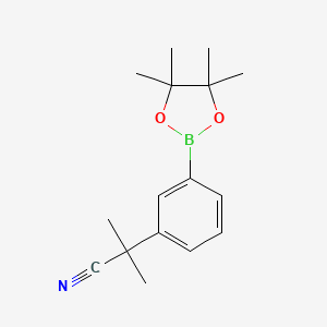 molecular formula C16H22BNO2 B1456978 2-Methyl-2-(3-(4,4,5,5-tetramethyl-1,3,2-dioxaborolan-2-yl)phenyl)propanenitrile CAS No. 1160502-10-2