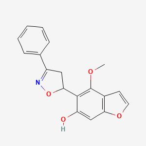molecular formula C18H15NO4 B14569916 4-Methoxy-5-(3-phenyl-4,5-dihydro-1,2-oxazol-5-yl)-1-benzofuran-6-ol CAS No. 61340-54-3