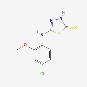 molecular formula C9H8ClN3OS2 B14570072 1,3,4-Thiadiazole-2(3H)-thione, 5-[(4-chloro-2-methoxyphenyl)amino]- CAS No. 61335-30-6