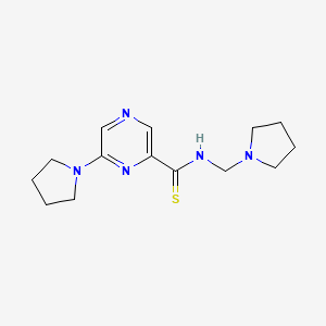 molecular formula C14H21N5S B14570226 Pyrazinecarbothioamide, 6-(1-pyrrolidinyl)-N-(1-pyrrolidinylmethyl)- CAS No. 61689-70-1