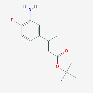 molecular formula C14H20FNO2 B1457029 tert-Butyl (+/-)-3-(3-amino-4-fluorophenyl)butanoate CAS No. 1297549-50-8