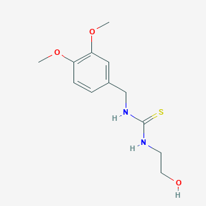 molecular formula C12H18N2O3S B14570324 N-[(3,4-Dimethoxyphenyl)methyl]-N'-(2-hydroxyethyl)thiourea CAS No. 61290-40-2