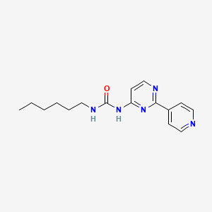molecular formula C16H21N5O B14570428 N-Hexyl-N'-[2-(pyridin-4-yl)pyrimidin-4-yl]urea CAS No. 61310-13-2