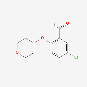 molecular formula C12H13ClO3 B1457043 5-氯-2-(四氢吡喃-4-氧基)苯甲醛 CAS No. 1160656-16-5