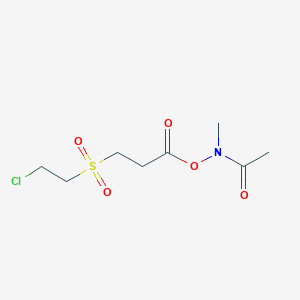 molecular formula C8H14ClNO5S B14570440 N-{[3-(2-Chloroethanesulfonyl)propanoyl]oxy}-N-methylacetamide CAS No. 61515-37-5