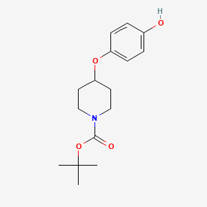 molecular formula C16H23NO4 B1457045 Tert-butyl 4-(4-hydroxyphenoxy)piperidine-1-carboxylate CAS No. 681484-29-7