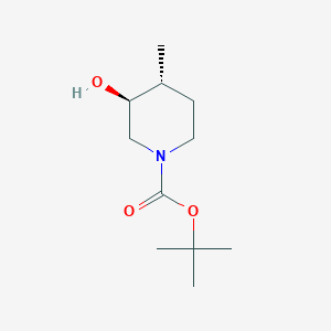 molecular formula C11H21NO3 B1457071 trans-3-Hydroxy-4-methylpiperidine-1-carboxylic acid tert-butyl ester CAS No. 374794-75-9