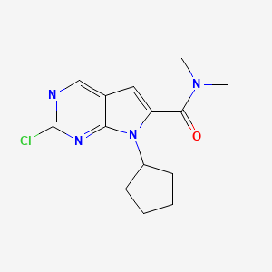 molecular formula C14H17ClN4O B1457072 2-Chloro-7-cyclopentyl-N,N-dimethyl-7H-pyrrolo[2,3-d]pyrimidine-6-carboxamide CAS No. 1211443-61-6
