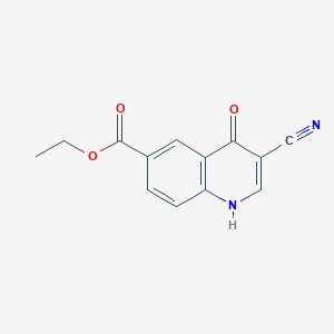 molecular formula C13H10N2O3 B1457082 3-Cyano-1,4-dihydro-4-oxo-6-quinolinecarboxylic acid ethyl ester CAS No. 872577-50-9