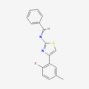 molecular formula C17H13FN2S B14570874 N-[4-(2-Fluoro-5-methylphenyl)-1,3-thiazol-2-yl]-1-phenylmethanimine CAS No. 61383-80-0
