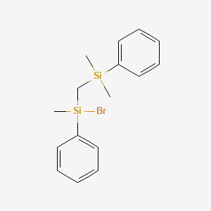 molecular formula C16H21BrSi2 B14571030 Bromo{[dimethyl(phenyl)silyl]methyl}methyl(phenyl)silane CAS No. 61739-84-2