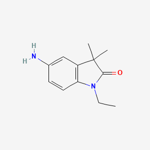 molecular formula C12H16N2O B1457120 5-Amino-1-ethyl-3,3-dimethyl-1,3-dihydro-indol-2-one CAS No. 135437-78-4