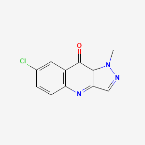 molecular formula C11H8ClN3O B14571341 9h-Pyrazolo[4,3-b]quinolin-9-one,7-chloro-1,4-dihydro-1-methyl- 