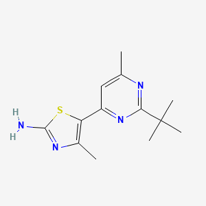 molecular formula C13H18N4S B1457140 5-(2-Tert-butyl-6-methylpyrimidin-4-yl)-4-methylthiazol-2-amine CAS No. 1217487-74-5