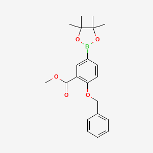 molecular formula C21H25BO5 B1457148 2-Benzyloxy-5-(4,4,5,5-tetramethyl-[1,3,2]dioxaborolan-2-yl)-benzoic acid methyl ester CAS No. 862082-12-0