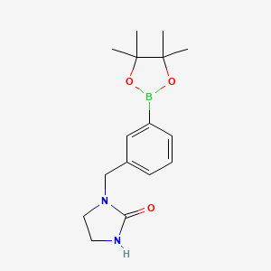 molecular formula C16H23BN2O3 B1457155 1-[3-(4,4,5,5-Tetramethyl-[1,3,2]dioxaborolan-2-yl)-benzyl]-imidazolidin-2-one CAS No. 883738-26-9