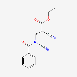 molecular formula C14H11N3O3 B14571662 Ethyl 3-[benzoyl(cyano)amino]-2-cyanoprop-2-enoate CAS No. 61679-73-0
