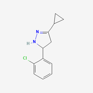 molecular formula C12H13ClN2 B1457173 5-(2-氯苯基)-3-环丙基-4,5-二氢-1H-吡唑 CAS No. 928264-58-8