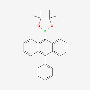 molecular formula C26H27BO3 B1457179 3-Hydroxy-2,3-dimethylbutan-2-yl hydrogen (10-phenylanthracen-9-yl)boronate CAS No. 460347-59-5