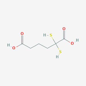 molecular formula C6H10O4S2 B14571799 2,2-Bis(sulfanyl)hexanedioic acid CAS No. 61657-48-5