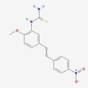 molecular formula C16H15N3O3S B14571921 N-{2-Methoxy-5-[2-(4-nitrophenyl)ethenyl]phenyl}thiourea CAS No. 61622-27-3