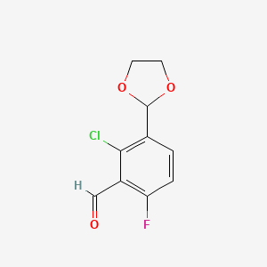 molecular formula C10H8ClFO3 B1457194 2-氯-3-(1,3-二氧戊环-2-基)-6-氟苯甲醛 CAS No. 924626-80-2