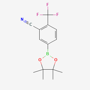 molecular formula C14H15BF3NO2 B1457214 5-(4,4,5,5-Tetramethyl-1,3,2-dioxaborolan-2-yl)-2-(trifluoromethyl)benzonitrile CAS No. 1220219-14-6
