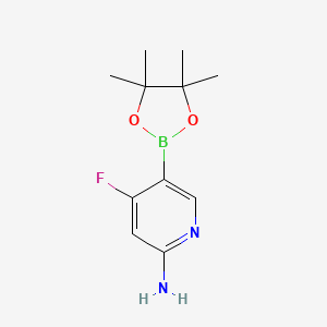 molecular formula C11H16BFN2O2 B1457219 4-Fluoro-5-(4,4,5,5-tetramethyl-1,3,2-dioxaborolan-2-yl)pyridin-2-amine CAS No. 944401-71-2