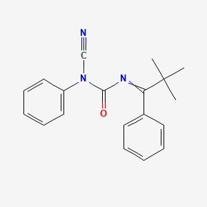molecular formula C19H19N3O B14572198 N-Cyano-N'-(2,2-dimethyl-1-phenylpropylidene)-N-phenylurea CAS No. 61705-45-1