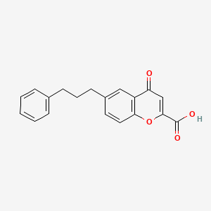 molecular formula C19H16O4 B14572295 4-Oxo-6-(3-phenylpropyl)-4H-1-benzopyran-2-carboxylic acid CAS No. 61270-46-0
