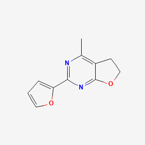 molecular formula C11H10N2O2 B14572372 2-(Furan-2-yl)-4-methyl-5,6-dihydrofuro[2,3-d]pyrimidine CAS No. 61378-88-9