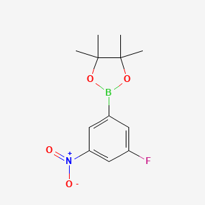 molecular formula C12H15BFNO4 B1457244 2-(3-Fluoro-5-nitrophenyl)-4,4,5,5-tetramethyl-1,3,2-dioxaborolane CAS No. 710348-94-0