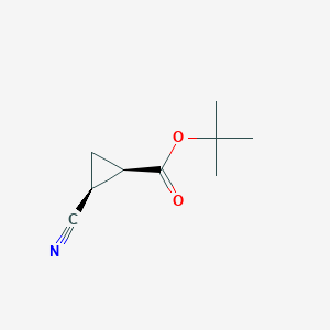 molecular formula C9H13NO2 B14572535 tert-Butyl (1R,2S)-2-cyanocyclopropane-1-carboxylate CAS No. 61494-06-2