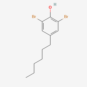 molecular formula C12H16Br2O B14572703 2,6-Dibromo-4-hexylphenol CAS No. 61305-64-4
