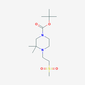 molecular formula C14H28N2O4S B1457290 Tert-butyl 3,3-dimethyl-4-(2-methylsulfonylethyl)piperazine-1-carboxylate CAS No. 1257293-62-1