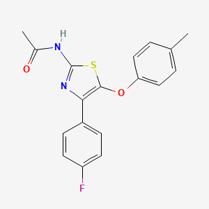 molecular formula C18H15FN2O2S B14572972 N-[4-(4-Fluorophenyl)-5-(4-methylphenoxy)-1,3-thiazol-2-yl]acetamide CAS No. 61384-02-9