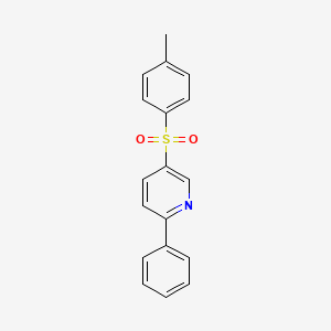 molecular formula C18H15NO2S B14573021 Pyridine, 5-[(4-methylphenyl)sulfonyl]-2-phenyl- CAS No. 61340-87-2